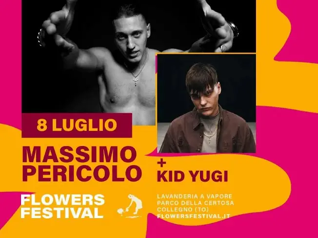 massimo-pericolo-kid-yugi-080724 Massimo Pericolo e Kid Yugi in concerto al Flowers Festival di Collegno (Torino) il 8 Luglio 2024