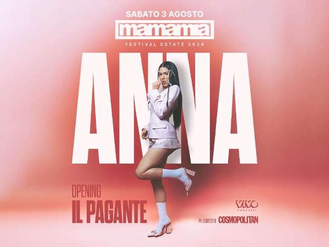 anna-il-pagante-030824 Anna in concerto al Mamamia di Senigallia il 3 Agosto 2024