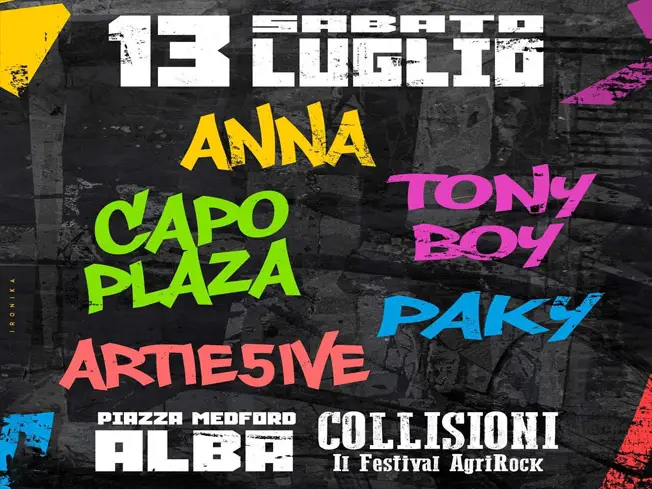 capo-plaza-anna-paky-collisioni-130724 Capo Plaza, Anna, Artie 5ive, Tony Boy e Paky in concerto a Alba il 13 Luglio2024