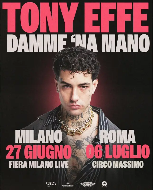 Tony Effe in concerto a Milano e Roma questa estate 2025