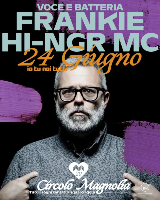 Frankie Hi-NRG MC in concerto al Circolo Magnolia di Milano il 24 giugno 2025 per lo show Voce e Batteria