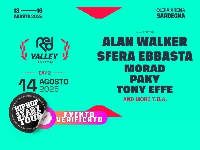Alan Walker, Sfera Ebbasta, Morad, Paky e Tony Effe in concerto a Olbia il 14 Agosto 2025