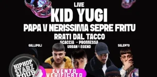 Kid Yugi + Nerissima Serpe + Papa V+ Rrari dal Tacco @ Parco Gondar (Gallipoli, LE) Kid Yugi, Nerissima Serpe, Papa V e tanti altri live in concerto a Gallipoli il 20 Luglio 2025