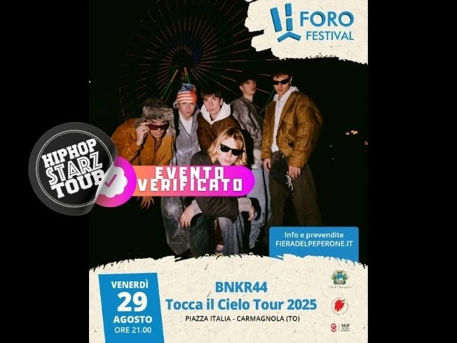 BNKR44 in concerto a Carmagnola il 29 Agosto 2025